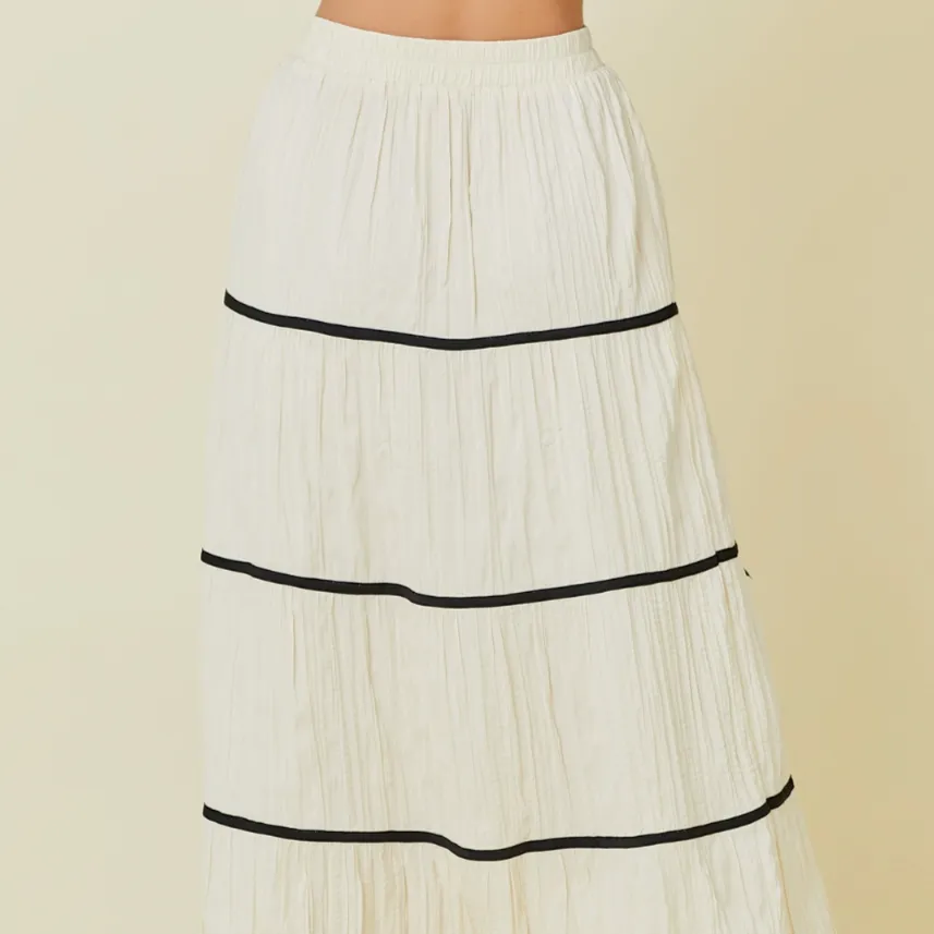 Lucky Me Contrast Bow Detail Maxi Skirt