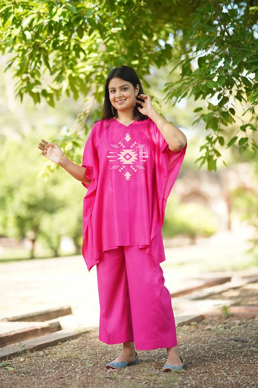 Magenta Rayon Kurti & Palazzo - Roshanara