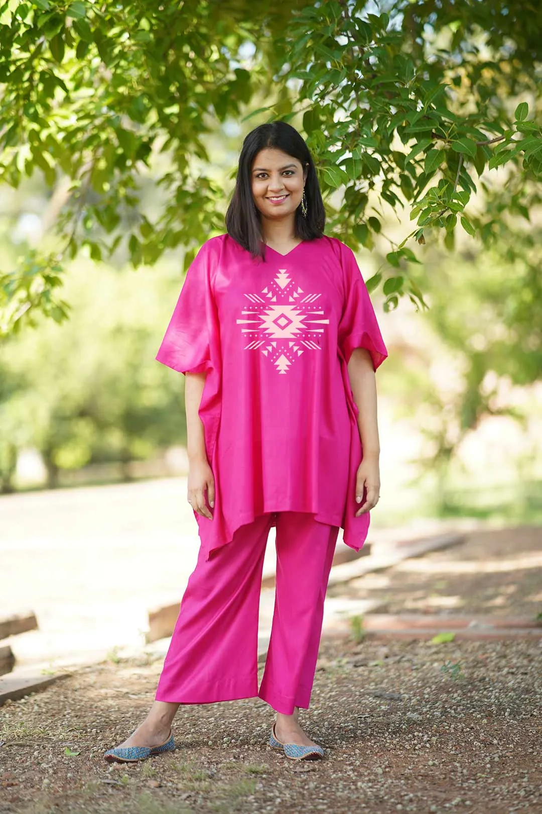 Magenta Rayon Kurti & Palazzo - Roshanara