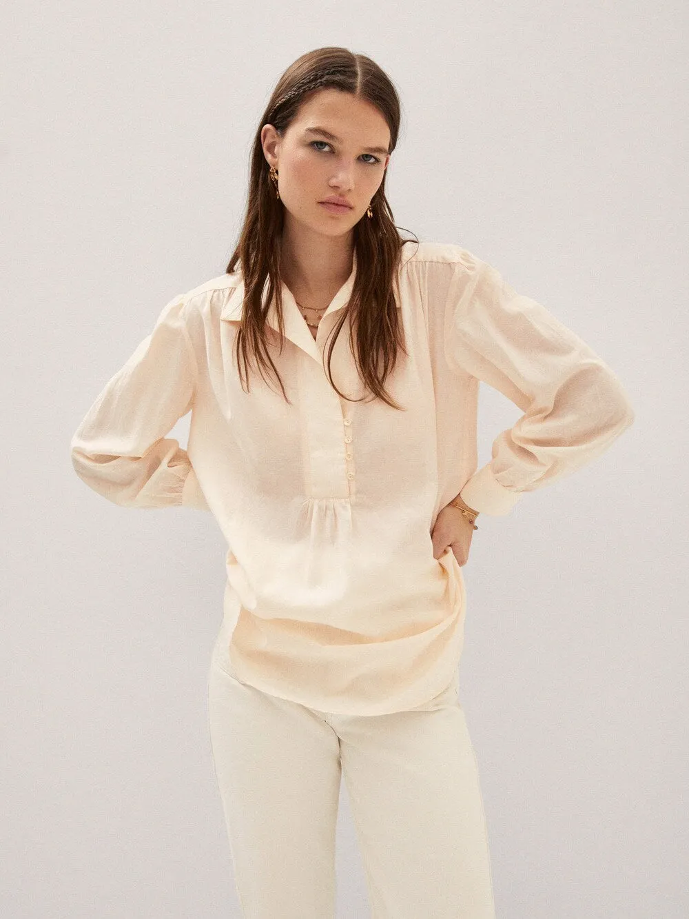 Mango Aoza blouse, powder