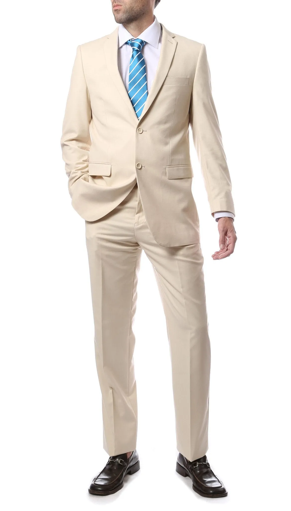 Mens 2 Button Tan Regular Fit Suit