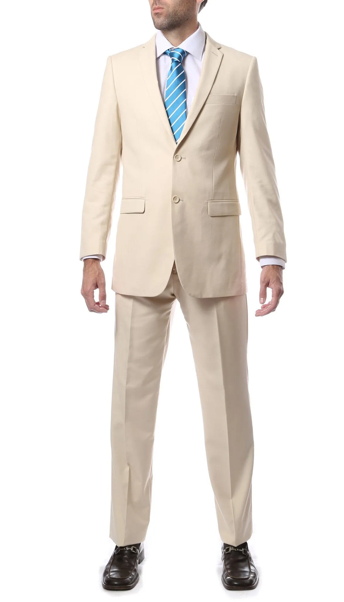 Mens 2 Button Tan Regular Fit Suit