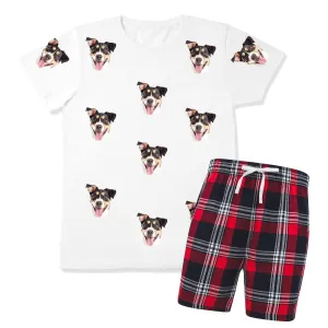 Men's Dog Pyjamas - Red Tartan Shorts Set