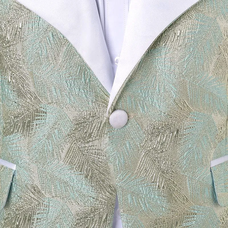 Men's Floral Shawl Lapel Patterned Blazer Dress Suit (Blazer Pants)