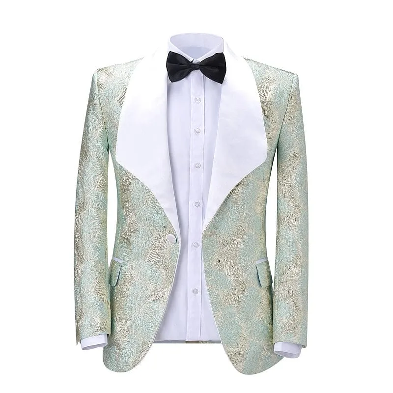 Men's Floral Shawl Lapel Patterned Blazer Dress Suit (Blazer Pants)