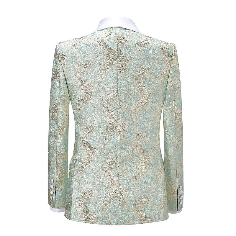 Men's Floral Shawl Lapel Patterned Blazer Dress Suit (Blazer Pants)