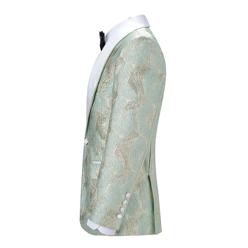 Men's Floral Shawl Lapel Patterned Blazer Dress Suit (Blazer Pants)