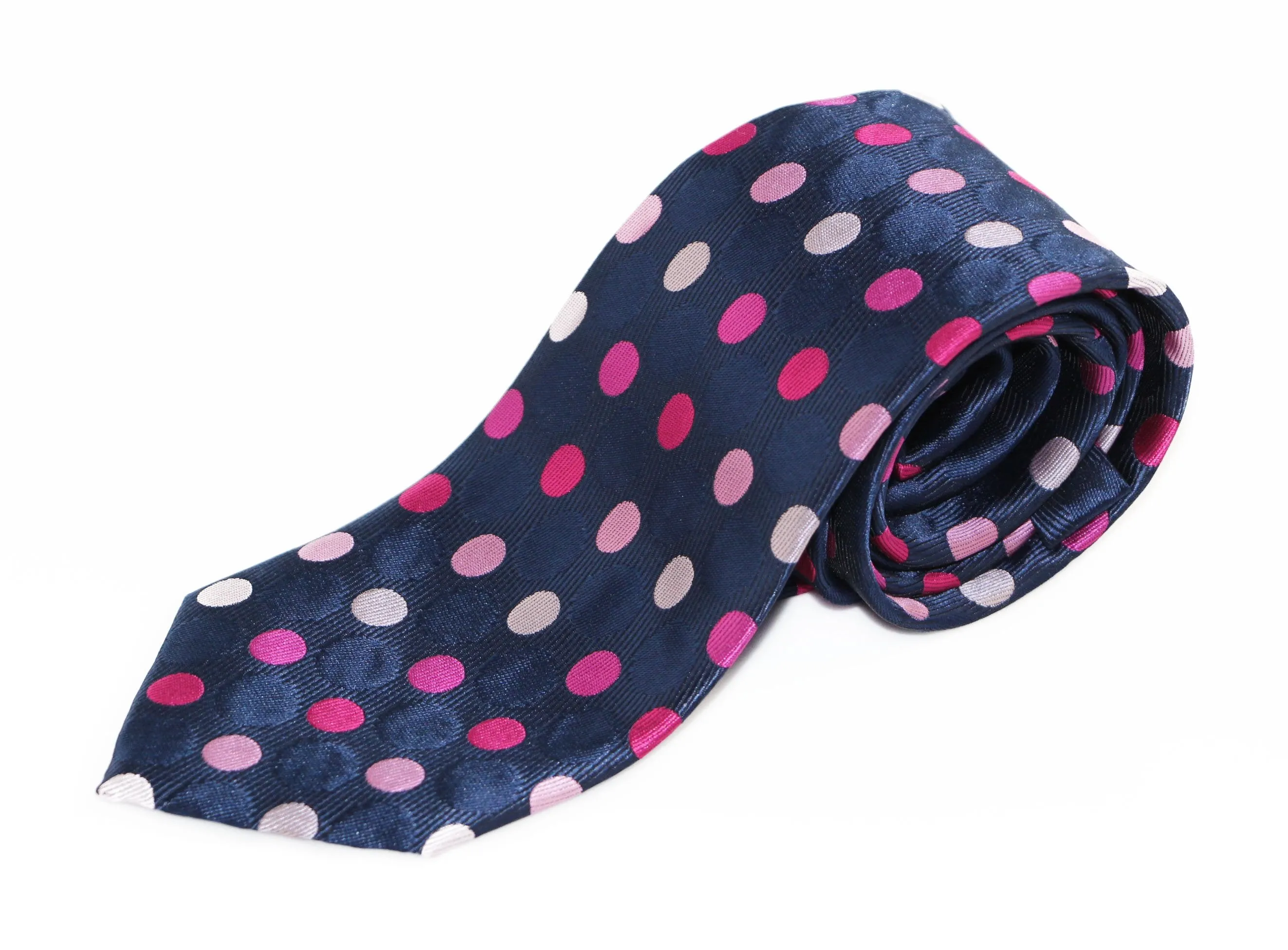 Mens Navy Polka Dot Patterned 8cm Neck Tie