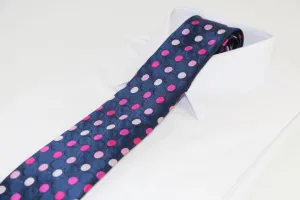 Mens Navy Polka Dot Patterned 8cm Neck Tie