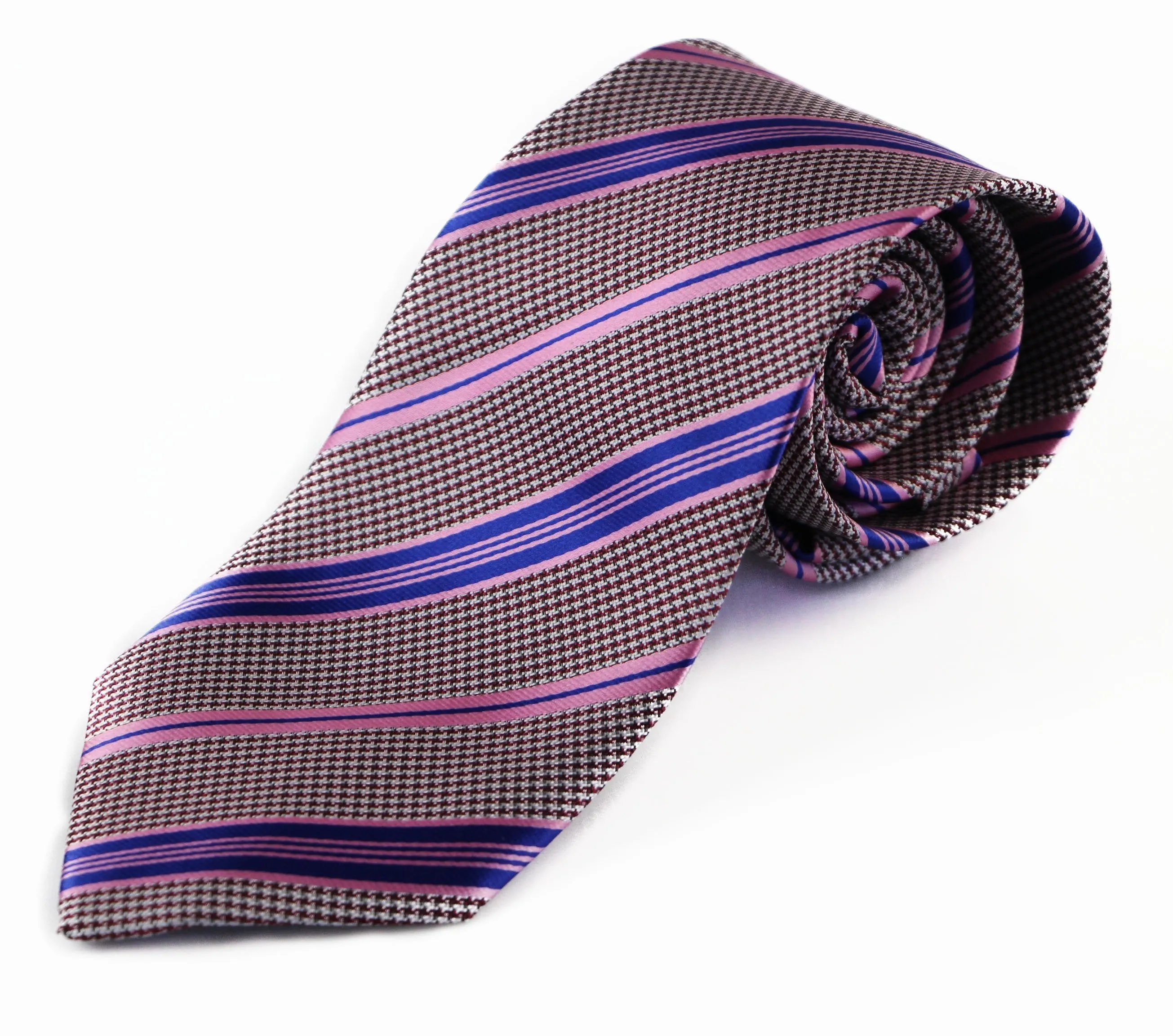 Mens Pink & Purple Striped 8cm Patterned Neck Tie