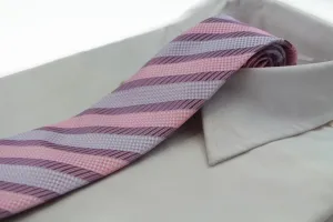 Mens Pink Striped 8cm Patterned Neck Tie