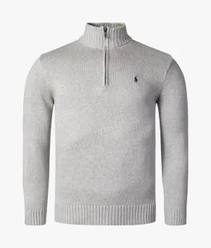 Mesh-Knit Cotton Quarter Zip Pullover