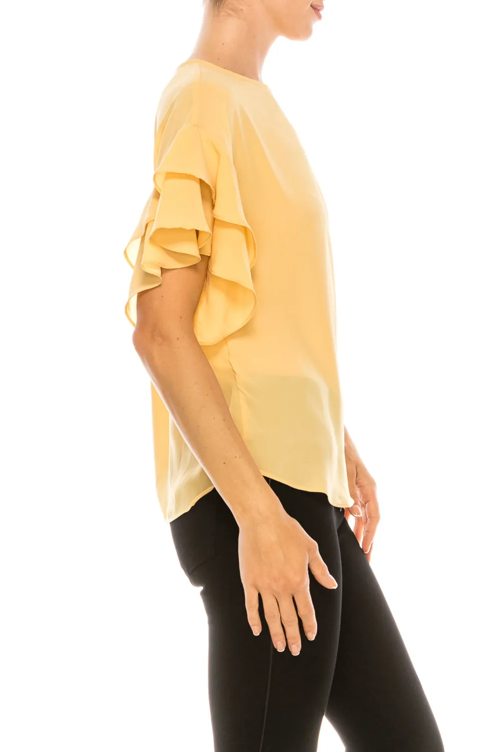 Milano Short Flutter Ruffle Sleeve Top