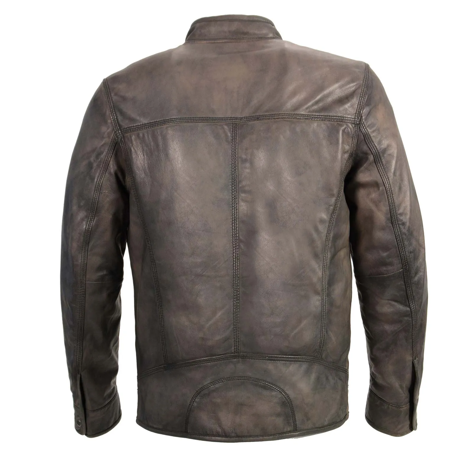 Milwaukee Leather SFM1800 Men's 'Cafe Racer' Anthracite Lambskin Leather Jacket