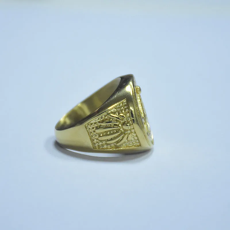 Past Master Blue Lodge Ring - Golden In Stainless Steel