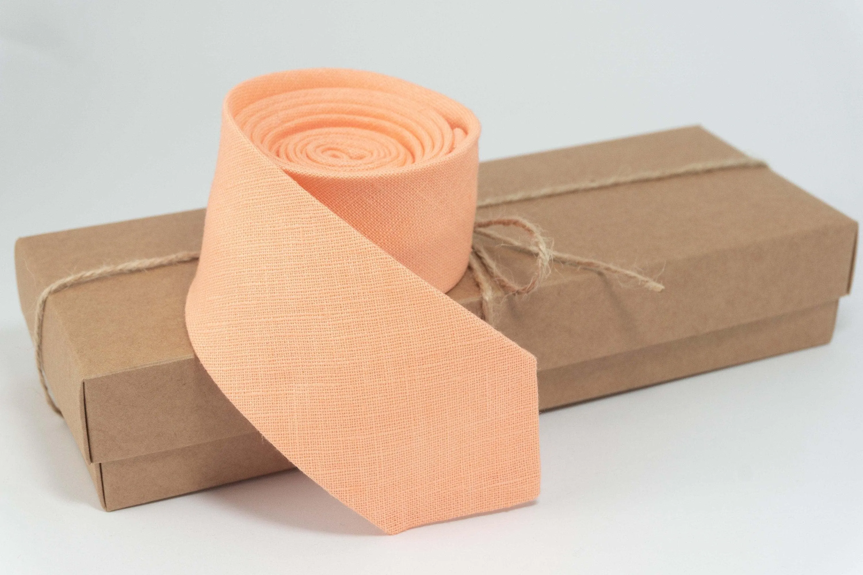 Peach Linen Necktie | Men's Wedding Ties and Stylish Groomsmen Gifts