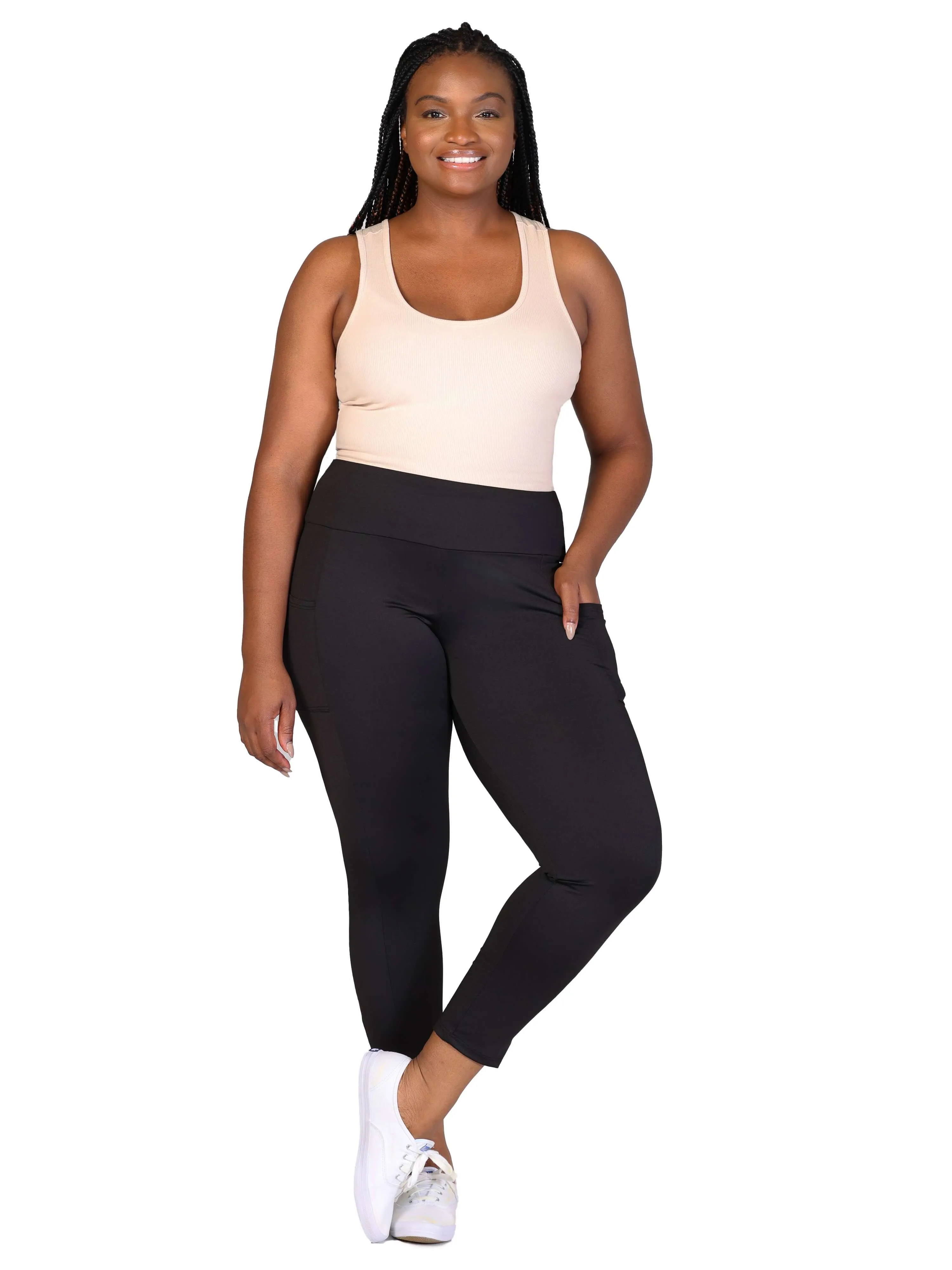 Plus Size Side Pocket Ankle Length Yoga Pant Leggings