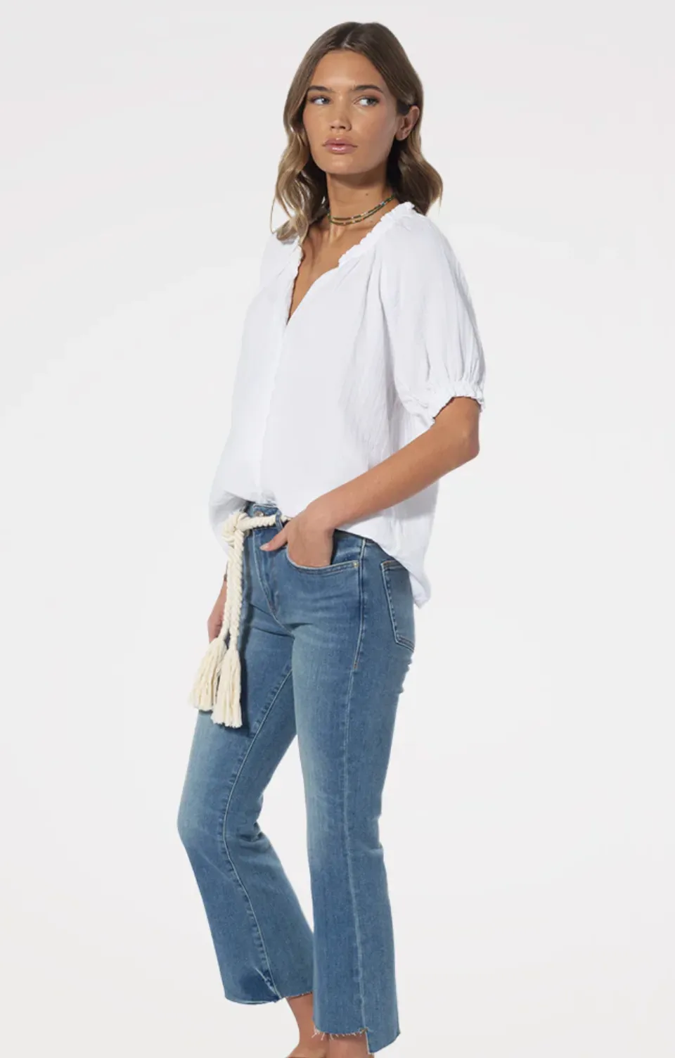 Puff Sleeve Button Up Top