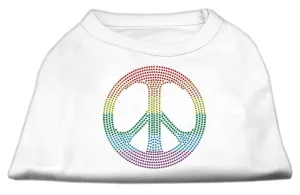 Rhinestone Rainbow Peace Sign Shirts White S (10)