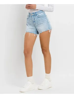 River High Rise Distressed Hem Shorts