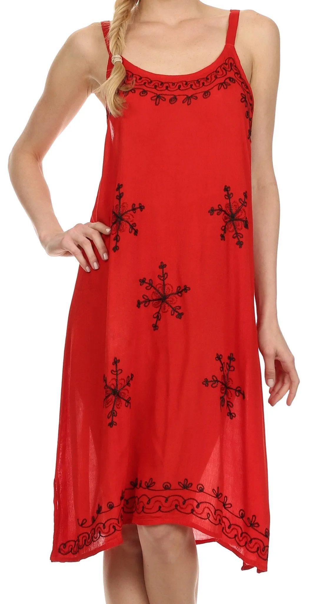 Sakkas Lucy Embroidered Hearts and Snowflakes Short Dress /Cover Up