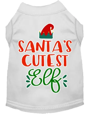 Santa's Cutest Elf Screen Print Dog Shirt White Xxxl