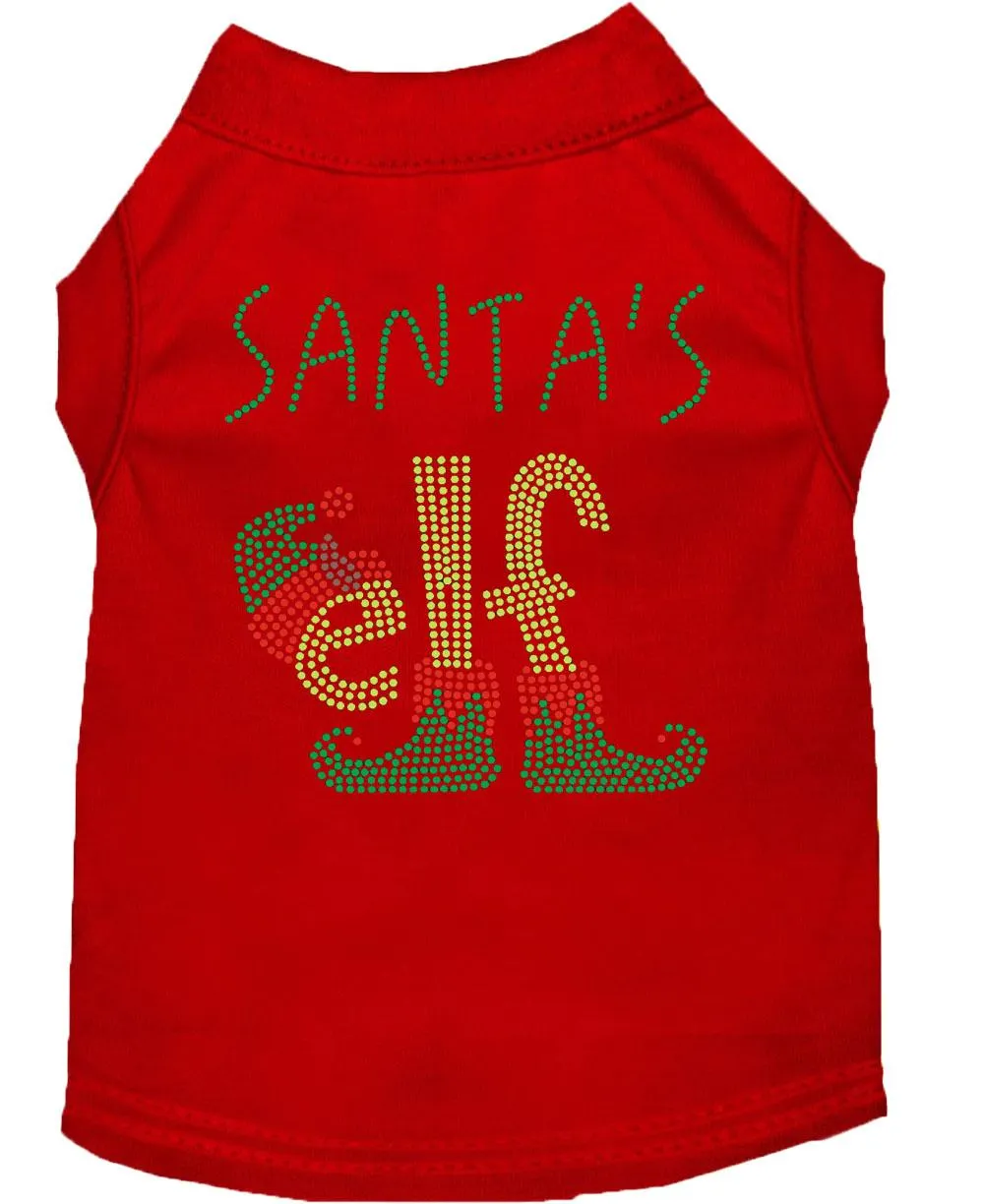 Santa's Elf Rhinestone Dog Shirt Red Sm (10)