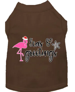 Seas And Greetings Screen Print Dog Shirt Brown Xs