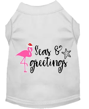 Seas And Greetings Screen Print Dog Shirt White Med