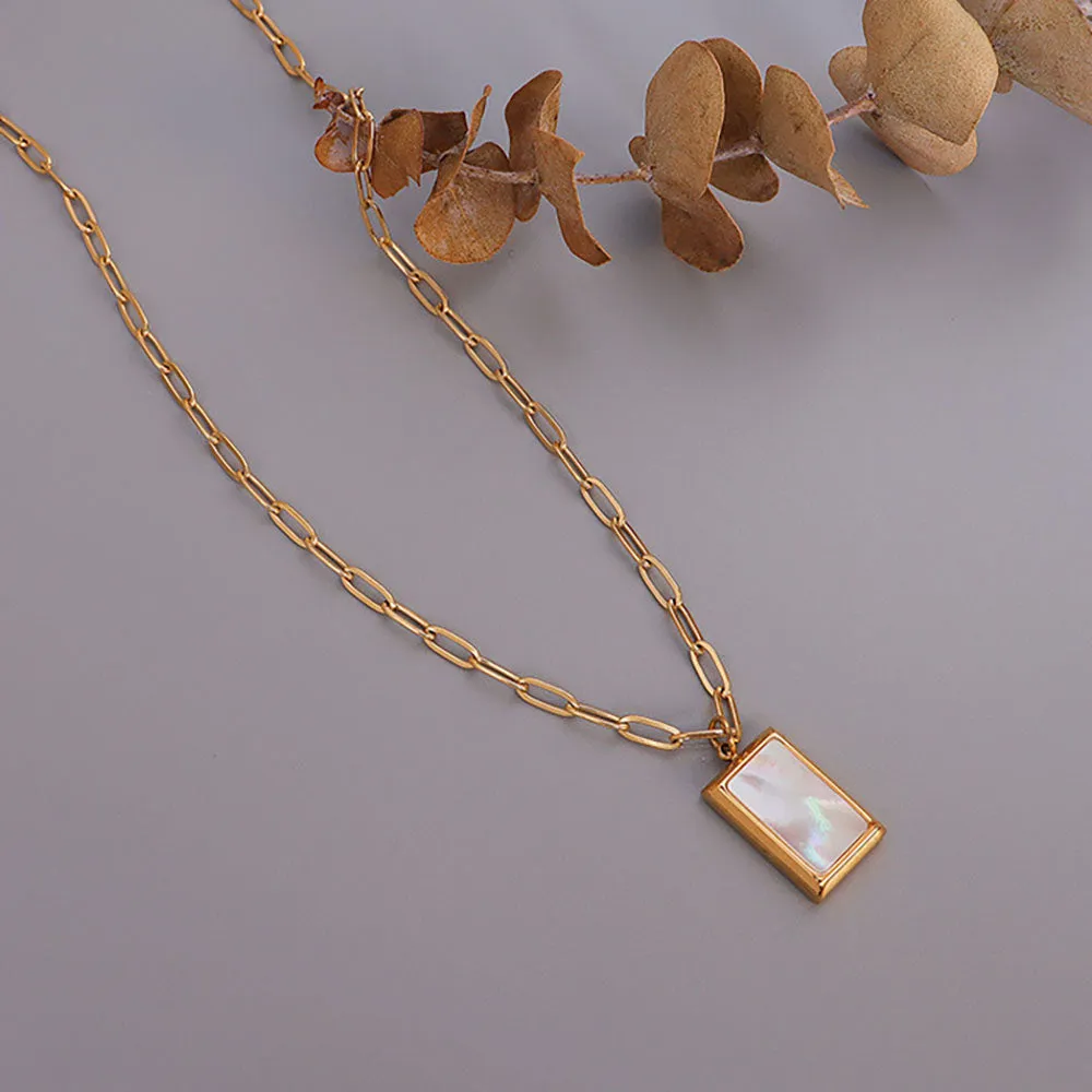 Shell Square Pendant Necklace