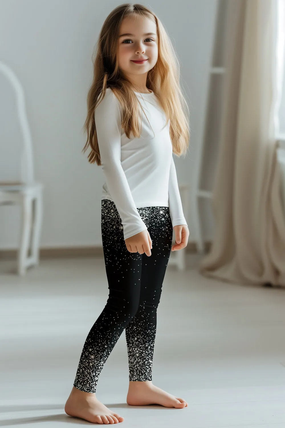 Silver Chichi Lucy Stunning Black Printed Leggings - Kids