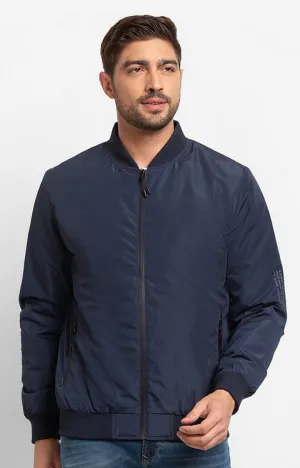 Spykar Navy Blue Polyester Full Sleeve Casual Jacket For Men