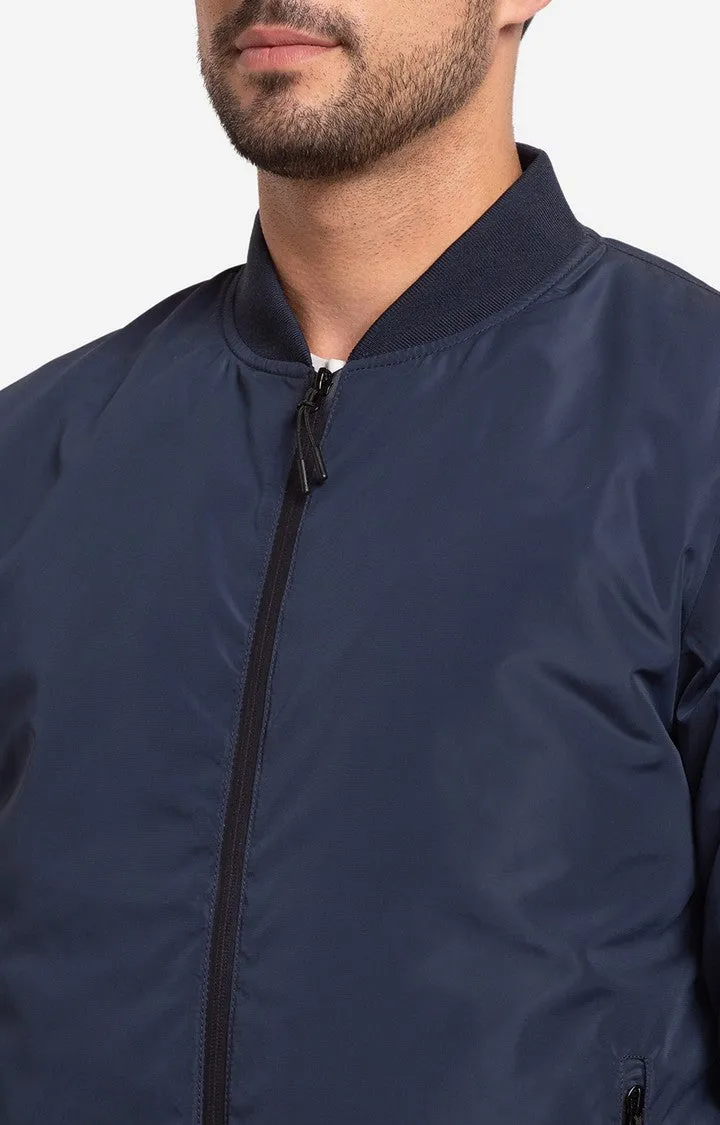 Spykar Navy Blue Polyester Full Sleeve Casual Jacket For Men