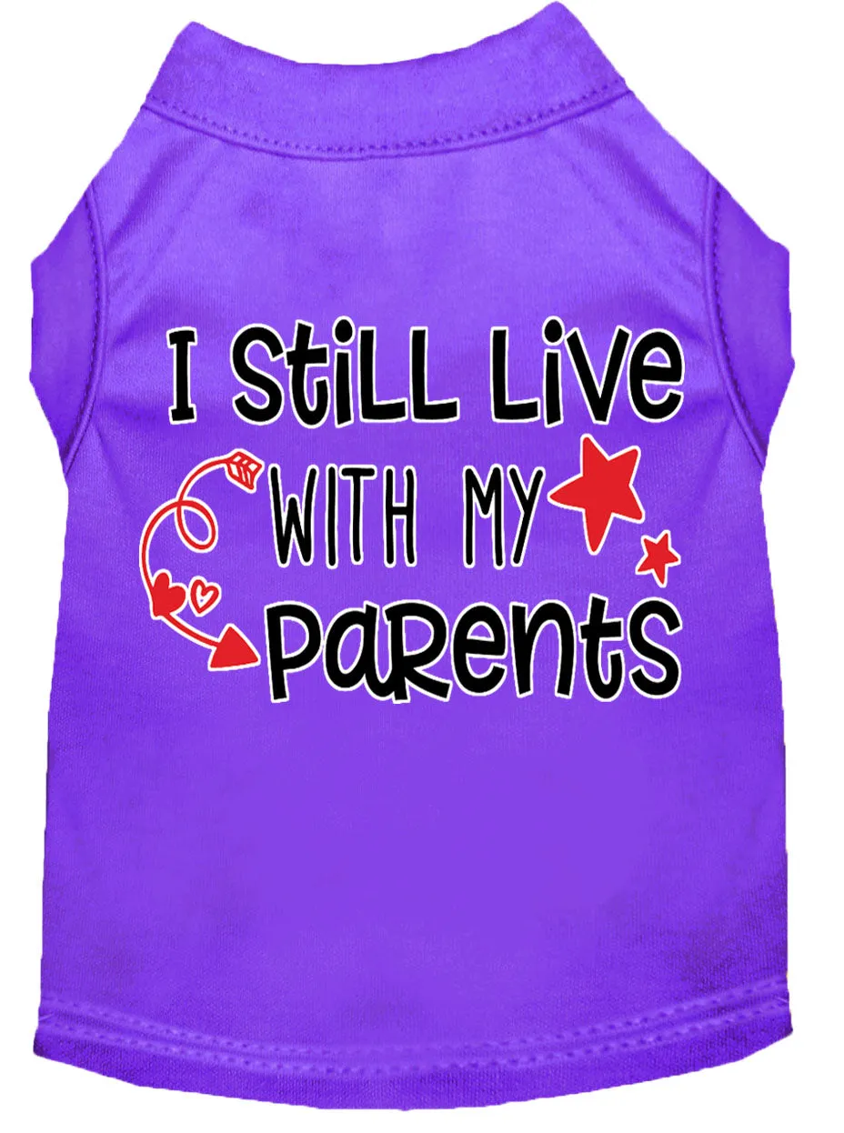 Still Live With My Parents Screen Print Dog Shirt Purple Med