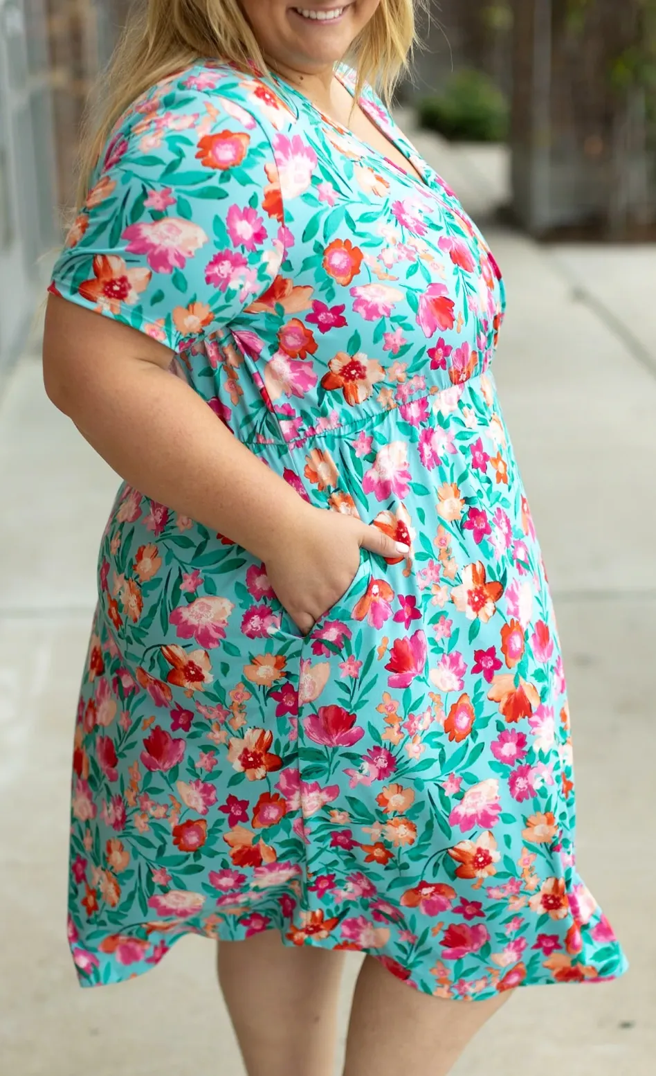 Tinley Dress - Aqua and Pink Floral