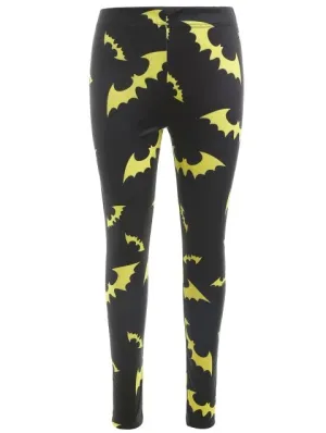 Trendy Bats Print Workout Leggings